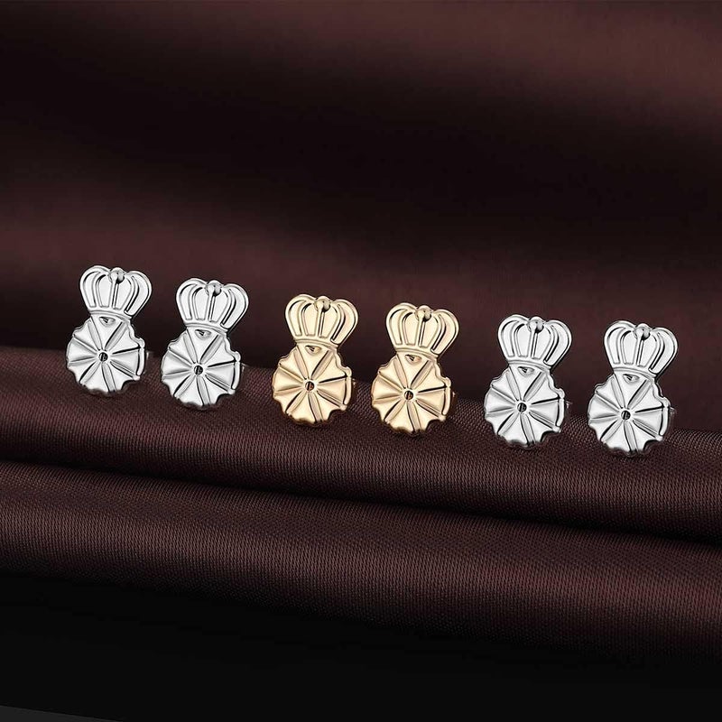 DELECOE Earring Lifters Hypoallergenic Earring Backs for Droopy Ears Adjustable 14K Gold Plated Secure Backs Repacements for Heavy Studs Droopy Earrings (Silver) - Image 2